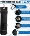 Welding Rod Holder Bundle For Arc Welding, 16 Inch Flame Resistant Leather Electrode Bag With Clip, Thickened Pouch
