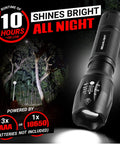Two compact, ultra-bright LED flashlights offer reliable, pocket-ready light for camping, hunting, home emergencies and everyday tasks with a five-mode, zoomable beam and battery-powered operation (batteries not included)