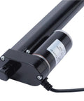 Close-up of black 18 Inch Stroke Linear Actuator With Mounting Bracket For Recliners TV Tables Massage Beds And Electric Sofas Supplying 225 Lbs Load Capacity At 12V DC With 0.39 Inch Per Second Travel For Indoor And Outdoor Use