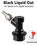 Two Pack Ball Lock Disconnects With Stainless One Quarter Inch Liquid Barb for Corny Kegs and Keg Posts MFL Swivel Nuts