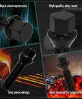 M14x1.5 European Lug Bolts 60 Degree Conical Seat 45mm Thread Length 17mm Hex Black Finish Ideal For Wheel Spacers And European Vehicles 20 Pack
