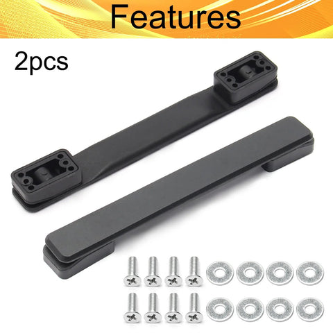 2 Pieces Luggage Replacement Handle Pulls In Flexible Black Plastic with screws, durable pull handle grips for suitcase