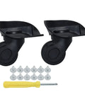 Carry On Travel Suitcase Spinner Wheels Replacement Left And Right Caster With Screws And Tool 2 Pcs Black Wear Resistant Plastic Upgrade For Smooth Rolling And Easy Luggage Maintenance