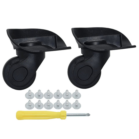Carry On Travel Suitcase Spinner Wheels Replacement Left And Right Caster With Screws And Tool 2 Pcs Black Wear Resistant Plastic Upgrade For Smooth Rolling And Easy Luggage Maintenance