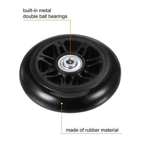 Replacement Luggage Wheels 90x24mm Suitcase Repair Kit with PU Bearing Wheels close-up of rubber wheel with built-in bearings
