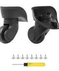 Black Luggage Wheel Replacement Set For Suitcases Left And Right Swivel Caster Wheels With 4 Hole Mounts And 360 Degree Rotation