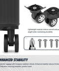 Replacement Luggage Swivel Caster Wheels Pair With 360 Degree Rubber Trolley Wheel Kit For Suitcases Repair And Travel Durable And Load Bearing With Premium PVC Rubber Metal Construction For Heavy Luggage And Smooth Quiet Rolling DL130 shown with screws and suitcase edge.