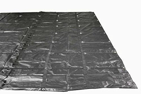 18 Ft By 27 Ft Black Lumber Tarp For Heavy Duty Flatbed Truck Cargo With 5 Ft Drop Flap, 18 Oz Vinyl Waterproof Tarpaulin, Two Rows Of D Rings
