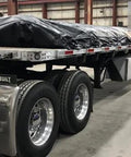 18 Ft By 27 Ft Black Lumber Tarp For Heavy Duty Flatbed Truck Cargo With 5 Ft Drop Flap, 18 Oz Vinyl Waterproof Tarpaulin