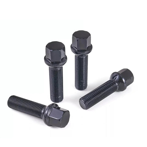 Durable M14x1.5 ball-seat lug bolts set of 20 delivers secure wheel mounting on ball-seat hubs for passenger cars, black finish