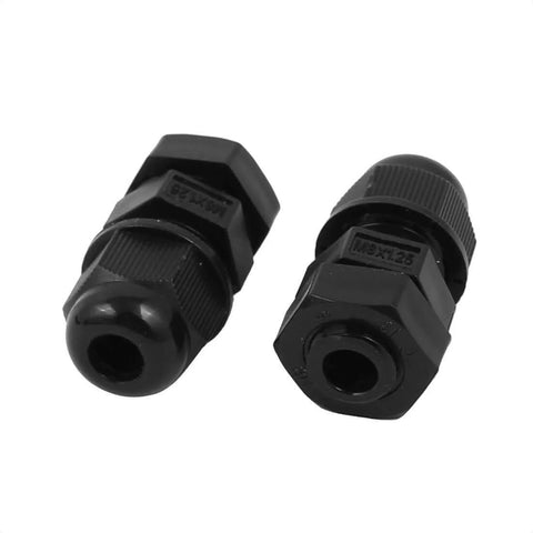 Black M8 Water Resistant Cable Gland With M8 x 1.25 Thread For 2.5 To 4.5mm Cables 8mm Outer Diameter 13 x 27mm Size Plastic