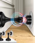 Magnetic Door Stoppers 2 Pack, Stainless Steel Door Stops, Wall-Mounted showing magnetic hold and protective design, black.