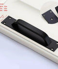 2 Pack Black Matte Finish Barn Door And Cabinet Pull Handles with backplate, shown mounted on light surface with dimensions