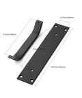 2 Pack Black Matte Finish Barn Door And Cabinet Pull Handles with backplate, dimensions shown, for sleek modern design use.