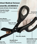 2 Pack Medical Trauma Shears For Left And Right Hand With Patented Bandage Scissors All Purpose Nonstick Blades Stainless Steel Surgical Grade EMT Scissors For Nurses And EMS displayed in close-up with ergonomic handle and durable rivet.