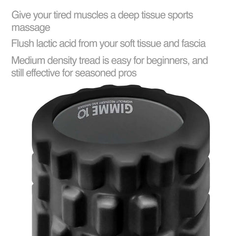 Medium Compression Foam Roller For Myofascial Release Massage With Three Texture Zones close-up showing deep tissue texture