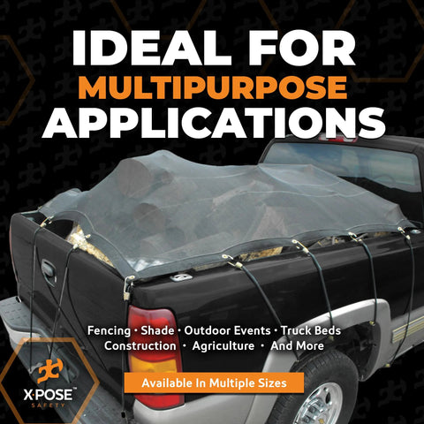 Heavy Duty Mesh Tarp 4 Ft By 10 Ft Black Protective Cover With Air Flow secured on a pickup truck bed for multipurpose use.