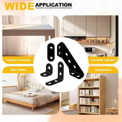 88PCS L Brackets for Shelves, 4 Sizes, Metal L Bracket Heavy Duty for Wood, Stainless Steel, furniture and shelf applications