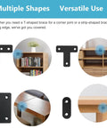 ✝️ 22 Pack Straight Brace Stainless Steel Black Flat Brace Straight Corner Braces Straight Brackets Metal Flat Straight Mending Plates with Screws installation examples on furniture showing versatility and stability.
