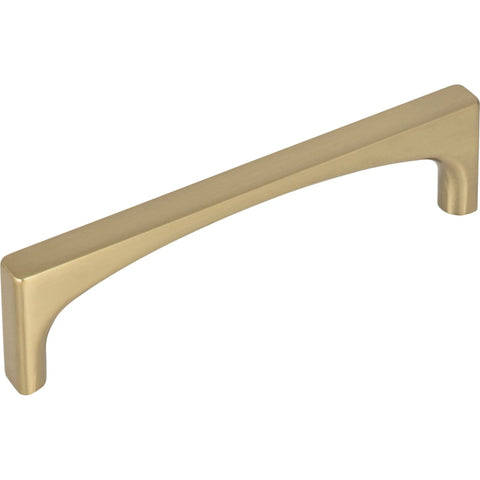 Brass cabinet pull, overall length 4-3/16 inches, Grace collection style handle for kitchen and bath hardware.