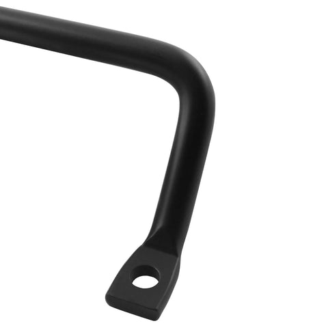 Close-up of black metal square cabinet pull handle showing mounting hole; part of 2 Pack Black Metal Square Cabinet Pull Handles for cabinets, drawers.