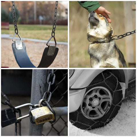 1/4'' × 19.68Ft Black Chain Link, 6M Heavy Duty Metal Chain Links 6mm Carbon Steel Coil Chains for outdoor swing, dog, gate, tire