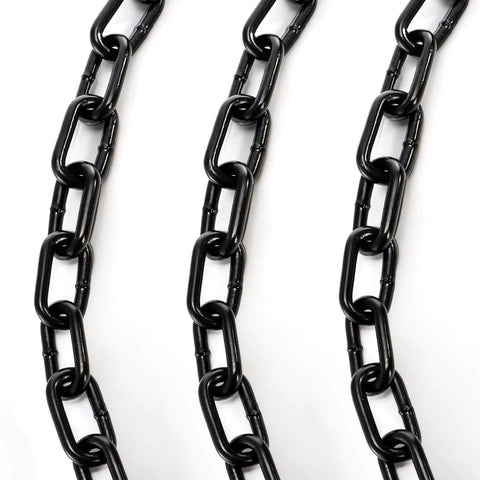 Long Black Chain Link 1/4" x 19.7 Ft, Heavy Duty Metal Porch Swing Chain for Hanging, Carbon Steel Coil Chains for
