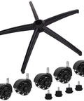 Heavy Duty 28 Inch Metal Base Replacement With 5 Polyurethane Wheels Bell Glides For Office And Gaming Chairs, 2500 Lb Load Capacity