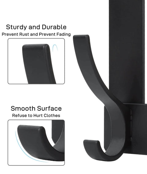Close-up of a black hook featuring smooth surface and sturdy, durable design to prevent fading and rust