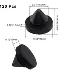 120 Pack Rubber Door Silencers One Half Inch Diameter 13mm By 10.5mm Length Beefy Black Metal Door Stop Silencers For Metal Doors And Frames Hinge Outlet Silencers Durable Rubber shown with dimensions