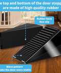 Heavy Duty Door Stopper For Bottom Of Door 3 Inch Tall Adjustable Metal Door Stop With Anti Slip Rubber Grip on hardwood floor.