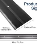 Aluminum Metal Door Threshold, Floor Transition Strip, 36'' L x 4'' W x 0.1'' H, Black flat-profile with product dimensions