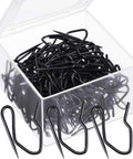 120 Pack Metal Drapery Hooks for Curtains Pinch Pleat Hooks Clear Storage Box 1.2 Inch Stainless Steel Curtain Hangers Black
