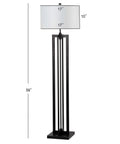 Tanya Tower Floor Lamp By Safavieh, Modern Farmhouse Rustic Industrial Black 59-Inch Standing Lamp with white drum shade