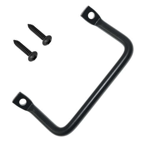 Two Piece 100mm Black Metal Cabinet Hardware Handle Set With Screws for drawers and cabinets.