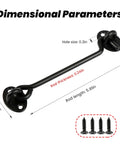 2 Pack 6'' Door Latch Door Lock Hardware dimensional parameters with size details, screws included for installation