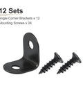 Black metal right angle bracket 0.47"x0.47"x0.35" L bracket corner braces and screws for mending furniture, 12 pack.
