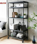 4 Inch Caster Wheels No Brake Stem Casters Set of 4 Heavy Duty Swivel Castors on black shelving unit in modern bedroom.