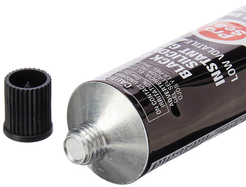 RTV Silicone Sealant For Metal Surfaces, 3 Oz Tube, Black, Oil Resistant And Sensor Safe, tube with removed cap