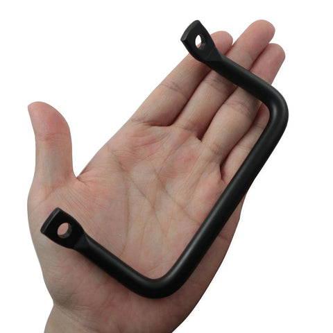 2 Pack Black Metal Square Cabinet Pull Handles For Cabinets, Drawers, Sliding Doors, shown in hand for size