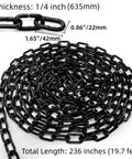 ✝️ Long Black Chain Link 1/4" x 19.7 Ft, Heavy Duty Metal Porch Swing Chain detail showing thickness and length