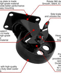 8 Pack 4 Inch All Black Metal Swivel Plate Caster Wheels Heavy Duty High Gauge Steel With Screws Includes Four Brakes And