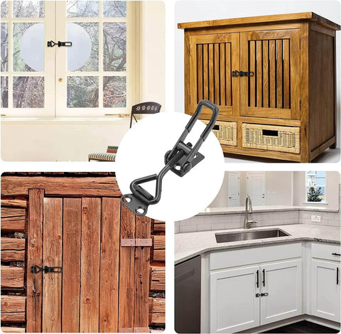 Six Pack Toggle Clamp Latch Set 220 Lbs Capacity Adjustable Quick Release Hasp Clamps Black Metal For Cabinets installed views