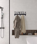 Over the Door Towel Rack Black Metal Holder for Bathroom with towels and robe