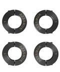 Set of four black wheel weights labeled AZSSMUK 1, compatible with the 4-Pack Utility Cart Steel Frame Built for Moving Boxes