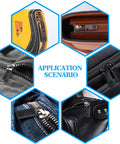 Universal Metal Zipper Pull Replacement for Luggage 8Pcs Black Zipper Tabs installed on various bags and suitcases
