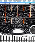 Metric Flange Bolt Set 400 Pcs 10.9 Grade M6x1.0 M8x1.25 M10x1.5 Black Hex Bolts Nuts and Washers 12mm To 45mm, in storage case