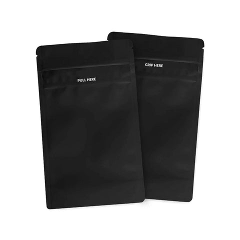 1000 Count All Black Mylar Bags, 6.7 By 4 Inches, Kid-Proof Resealable Food Storage Bags with "Grip Here" label