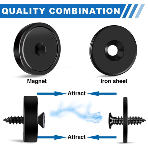 Neodymium Cabinet Magnets 20 Lb Holding Power 12 Pack With Holes And Iron Sheet Screws Included for strong magnetic combination