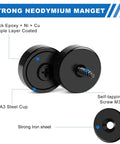 Neodymium Cabinet Magnets 20 Lb Holding Power 12 Pack With Holes And Iron Sheet Screws Included Black 0.63x0.19 Inch Display